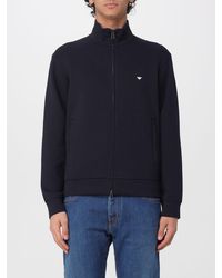 Emporio Armani - Cotton Blend Zip-Up Sweatshirt - Lyst