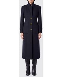 Pinko - Single-Breasted Long Wool And Cashmere Blend Coat With High Neck - Lyst