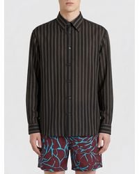 Dries Van Noten - Striped Cupro Shirt - Lyst