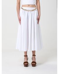 Elisabetta Franchi - Cotton Midi Skirt With Chain - Lyst
