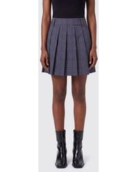 DUNST - Check Pleated Wool-Blend Mini Skirt With Mid-Rise Waist - Lyst