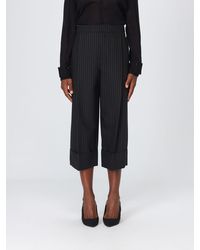 Elisabetta Franchi - Pinstriped Cropped High-Waisted Trousers - Lyst
