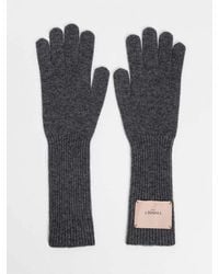 Twinset - Wool And Cashmere Blend Gloves With Applied Logo And Ribbed Cuffs - Lyst