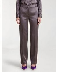 Alberta Ferretti - Satin Straight-Leg Tailored Trousers - Lyst