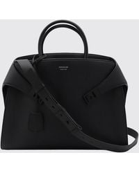 Ferragamo - Hug Hammered Calfskin Leather Briefcase With Double Handle - Lyst