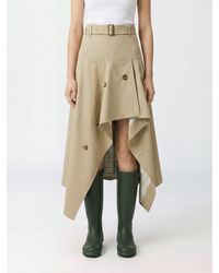 Burberry - High-Waisted Asymmetrical Cotton Midi Skirt With Belt - Lyst