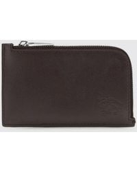 Burberry - Calf Leather And Check Canvas Card Holder - Lyst