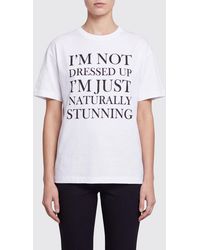 Elisabetta Franchi - Cotton T-Shirt With Slogan Print And Back Logo - Lyst