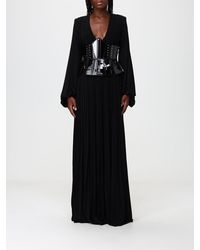 Elisabetta Franchi - Long Viscose Blend Evening Gown With A Corset Bodice And V-Neck - Lyst