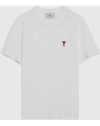 Ami Paris - Cotton T-Shirt With Embroidered Logo - Lyst