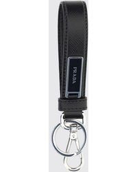 Prada - Saffiano Leather Keychain With Applied Logo - Lyst