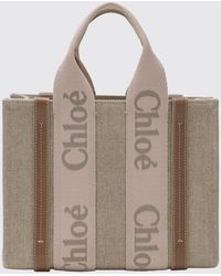 Chloé - Chlo&Eacute Kleine Woody Tasche Aus Canvas Mit Gesticktem Logo - Lyst