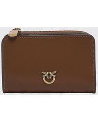 Pinko - Smooth Calfskin Bifold Wallet With Love Birds Logo - Lyst