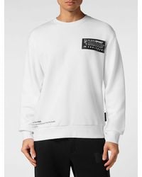 Philipp Plein - Cotton Crewneck Sweatshirt With Printed Logo And Dropped Shoulders - Lyst