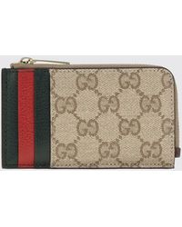 Gucci - Gg Supreme Canvas Wallet With Web Stripe And Zip Closure - Lyst