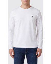 Dondup - Long-Sleeved Cotton T-Shirt With Crew Neck And Contrast Logo - Lyst