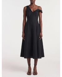 Rohe - Asymmetric Neckline Cotton Blend Midi Ceremony Dress - Lyst