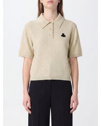 Isabel Marant - Short-Sleeved Cotton And Wool Knit Polo Shirt With Contrast Logo - Lyst