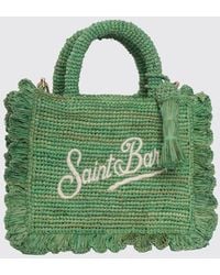 MC2 Saint Barth - Embroidered Logo Raffia Bag - Lyst