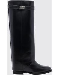 Via Roma 15 - Knee-High Calfskin Leather Wedge Boots With Strap Details - Lyst