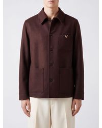 Valentino Garavani - Virgin Wool Shirt Jacket With Vlogo Signature - Lyst