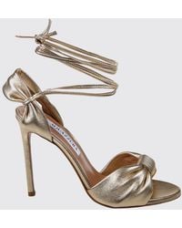 Aquazzura - Carina Laminated Leather Ceremony Sandals With Stiletto Heel - Lyst