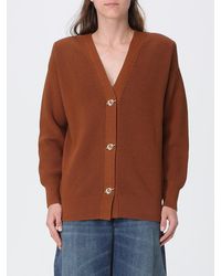 Elisabetta Franchi - V-Neck Viscose Blend Cardigan With Dropped Shoulders - Lyst
