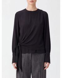 FEDERICA TOSI - Draped Viscose Blouse With Ruched Shoulders And Belt - Lyst