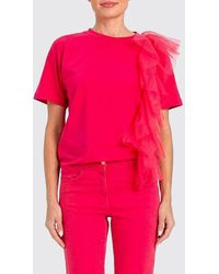 Twinset - Cotton T-Shirt With Ruffles - Lyst