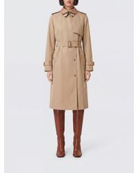 Burberry - Knee-Length Double-Breasted Cotton Trench Coat With Belt And Check Collar - Lyst
