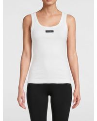Dolce & Gabbana - Dolce &Amp Gabbana Sleeveless Cotton Top With Contrasting Logo - Lyst