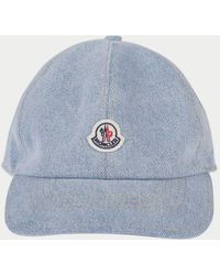 Moncler - Cappello in denim di cotone con logo - Lyst