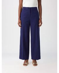 Alberto Biani - High-Waisted Wide Leg Cotton Trousers With Belt Loops - Lyst