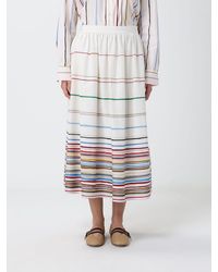 Paul Smith - Striped Cotton And Silk Skirt - Lyst