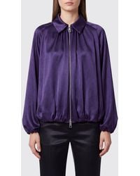 Liviana Conti - Cropped Draped Satin Bomber Jacket With Balloon Sleeves - Lyst