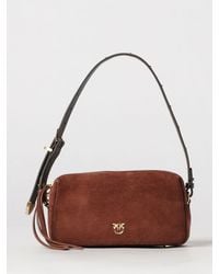 Pinko - Boston Suede Mini Shoulder Bag With Love Birds Logo - Lyst