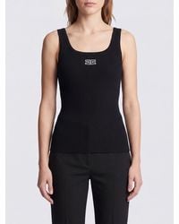 Elisabetta Franchi - Slim Fit Wool Knit Top With Embroidered Logo - Lyst