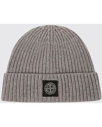 Stone Island - Ribbed Virgin Wool Beanie Hat With Compass Logo - Lyst