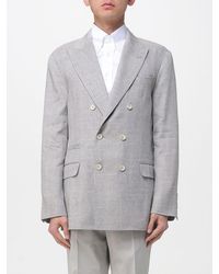 Brunello Cucinelli - Double-Breasted Linen And Virgin Wool Blend Blazer - Lyst