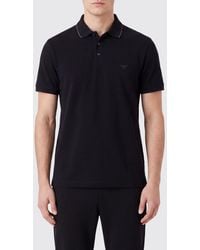 Emporio Armani - Short-Sleeved Cotton Polo Shirt With Eagle Logo - Lyst