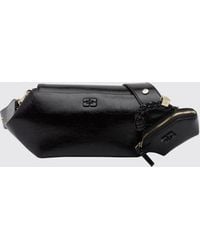 Ganni - Bou Bag East/West Recycled Leather Shoulder Bag With Butterfly Logo - Lyst