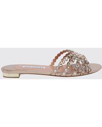 Aquazzura - Tequila Laminated Nappa Slippers With Rhinestones By - Lyst