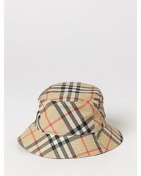 Burberry - Vintage Check Polyester Bucket Hat With Embroidered Logo - Lyst