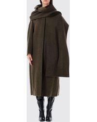 Soeur - Long Asymmetric Wool Blend Coat With Scarf Neck - Lyst