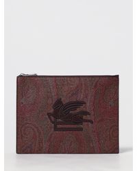 Etro - Essential Paisley Print Coated Cotton And Leather Pouch - Lyst