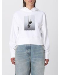Palm Angels - Long Sleeves Crop Fit Cotton Hooded Printed Sweatshirts - Lyst