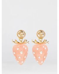 CASABLANCA - Strawberry Enameled Brass Earrings With Synthetic Pearls - Lyst