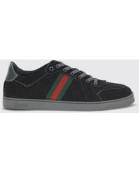 Gucci - Stretch Gg Monogram Jacquard Sneakers With Striped Detail - Lyst
