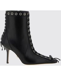 Mach & Mach - Leather Crystal-Embellished Ankle Boots - Lyst