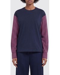 Marni - Long-Sleeved Cotton T-Shirt With Check Pattern - Lyst